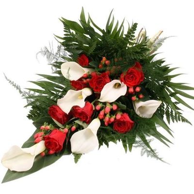 Premium-Trauerstrauß Rot/Weiß von Blumenfee auf blumen.de